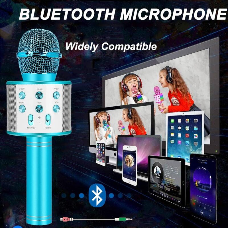 Kids Toys Karaoke Microphone, Microphone for Kids Toddler Microphone,Wireless Bluetooth Karaoke Mic for Children Singing,Birthday Gifts for 3+Year Old Boys Girls